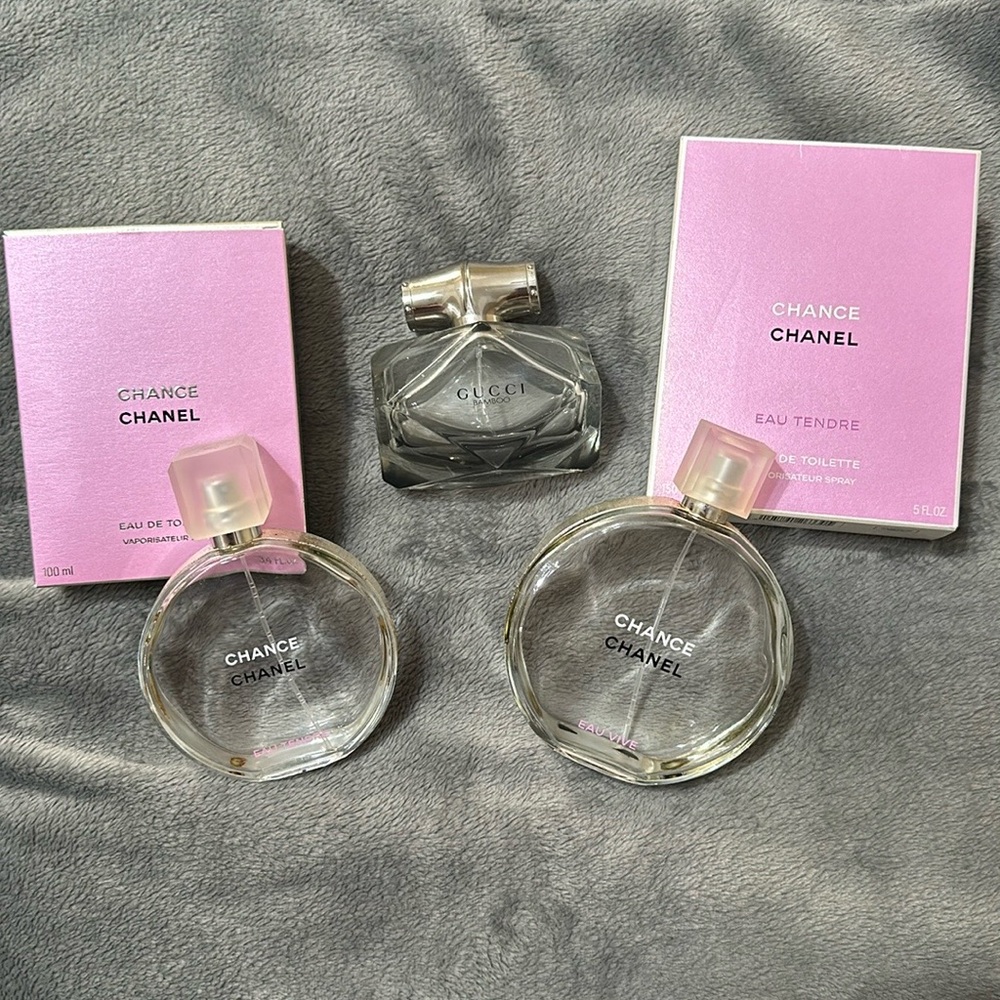 Chanel and Gucci Bamboo Empty Bottles